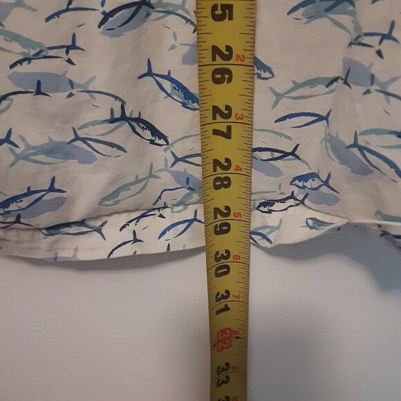 L.L. Bean Shirt Men's Size L Traditional Fit Short Sleeve Button Up Fish White - Picture 9 of 9